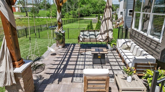 view of patio with an outdoor living space