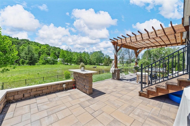 view of patio featuring a pergola