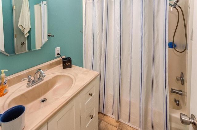 bathroom with tile patterned floors and vanity