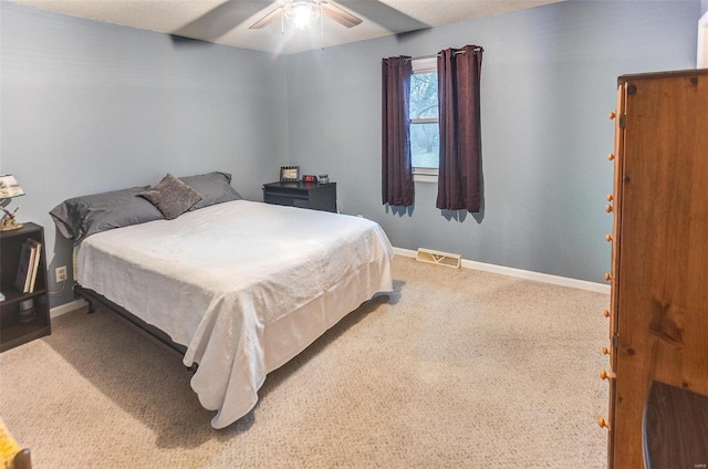 bedroom with carpet floors and ceiling fan