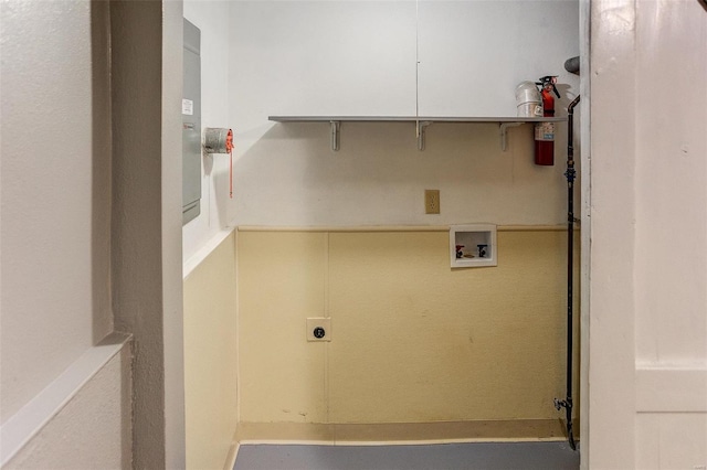 laundry room with hookup for an electric dryer and hookup for a washing machine