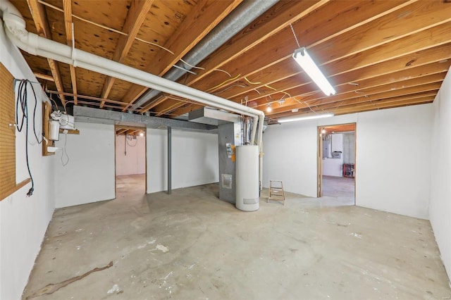 basement featuring water heater