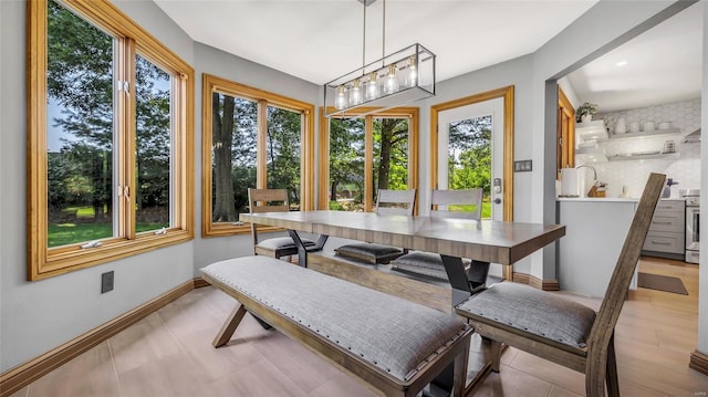 dining area featuring sink