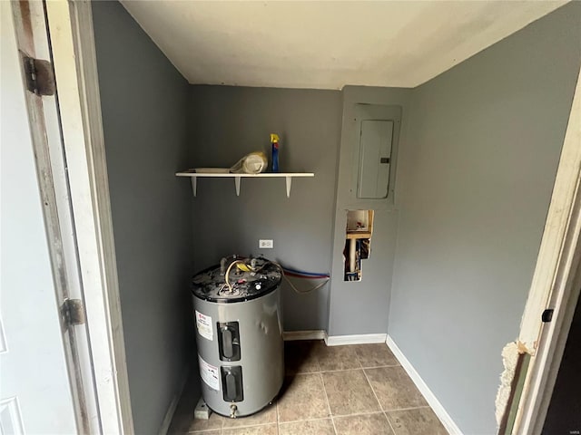 utility room with water heater and electric panel