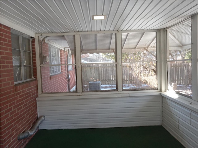 view of unfurnished sunroom