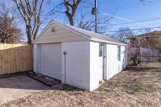 view of outbuilding with a garage