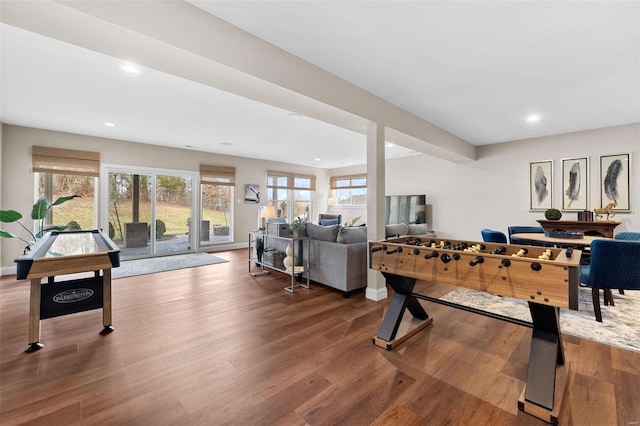 game room featuring hardwood / wood-style floors