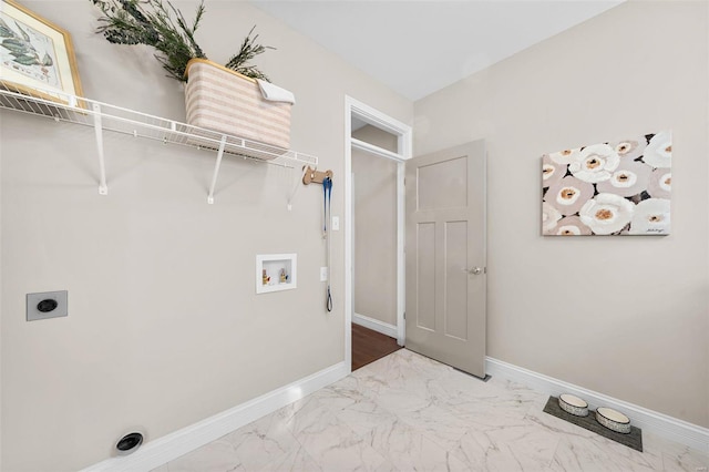 laundry area with washer hookup and hookup for an electric dryer