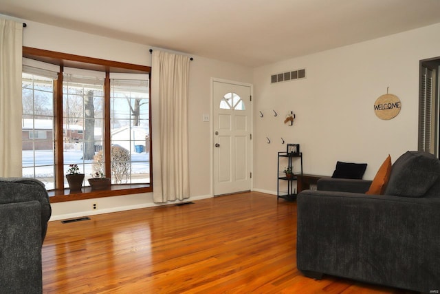 living room with hardwood / wood-style floors