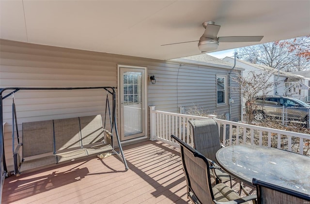 wooden terrace with ceiling fan