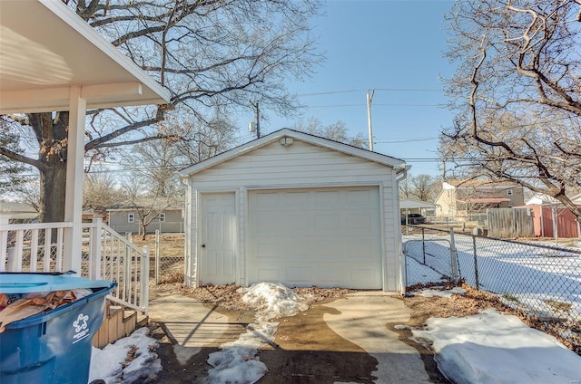 view of snow covered garage