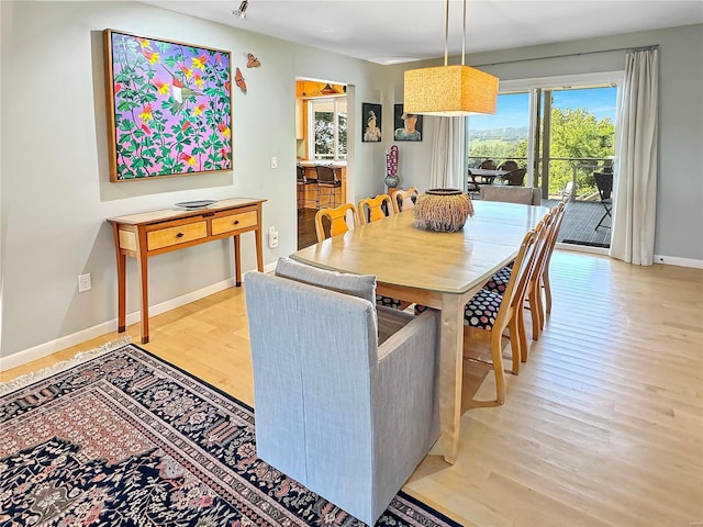 dining space featuring light hardwood / wood-style flooring