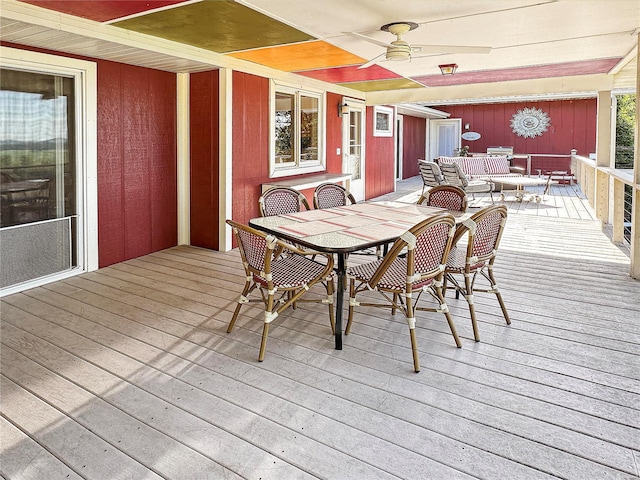 deck featuring ceiling fan