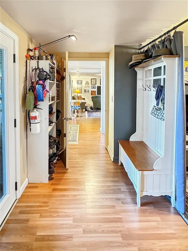 mudroom featuring light hardwood / wood-style floors