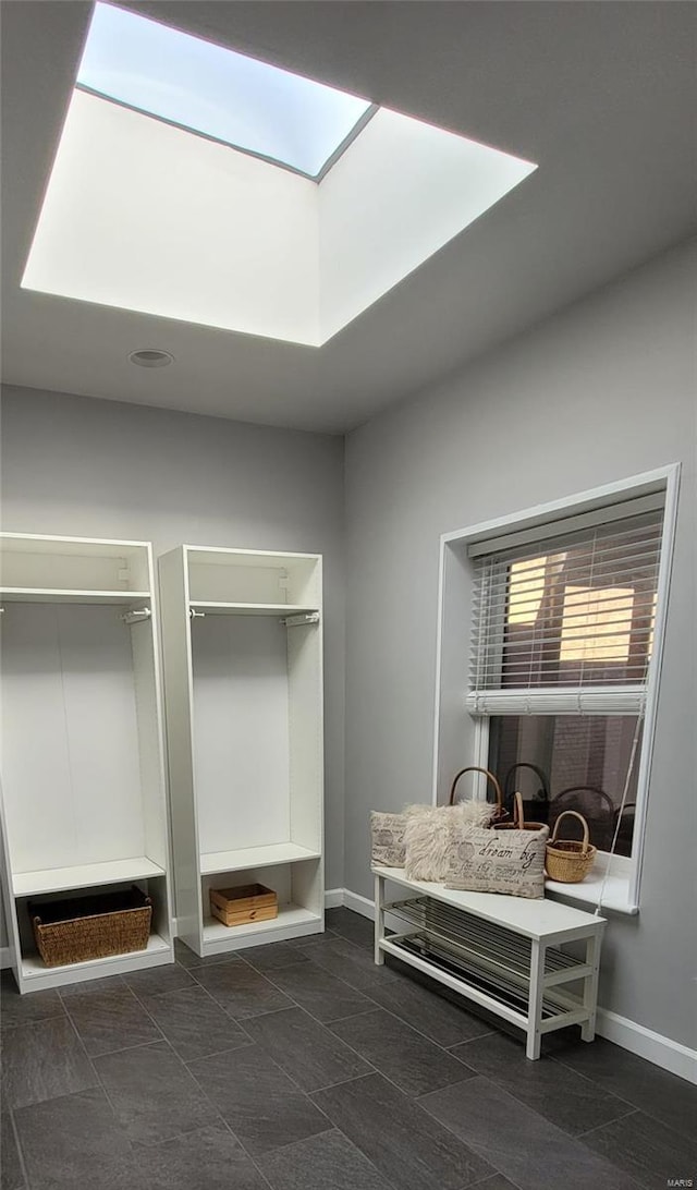 mudroom with a skylight