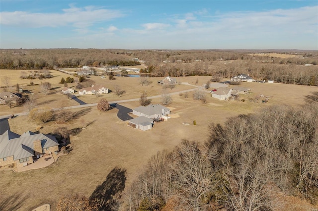 aerial view featuring a rural view