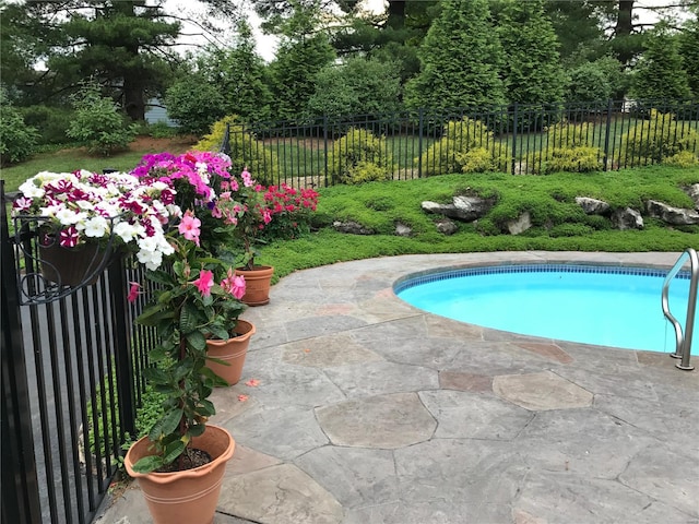 view of swimming pool featuring a patio