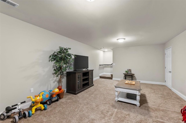 living room featuring carpet flooring