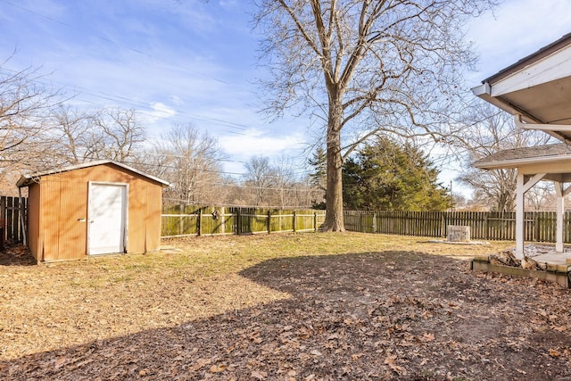 view of yard with a storage unit