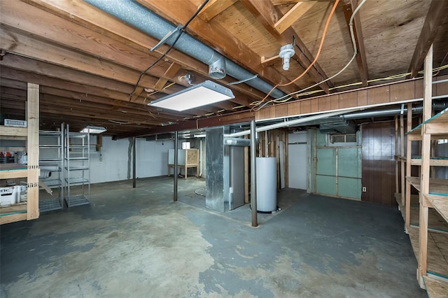 basement with water heater