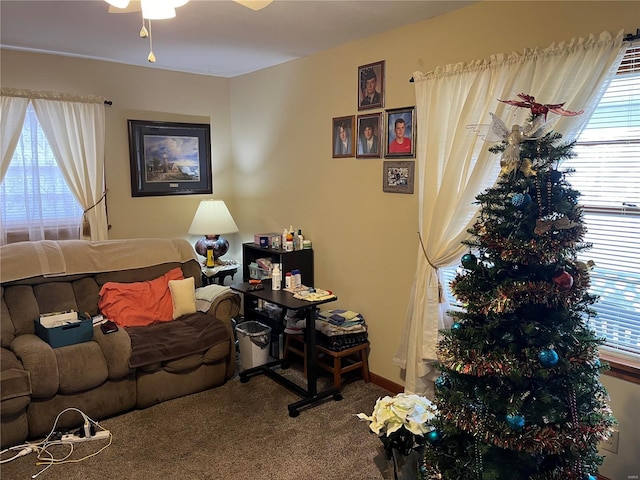 living room with carpet flooring