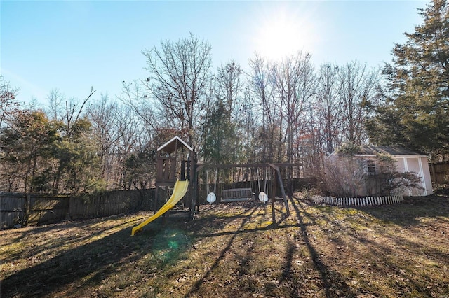 view of yard featuring a playground