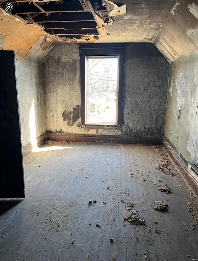 additional living space featuring hardwood / wood-style flooring and lofted ceiling