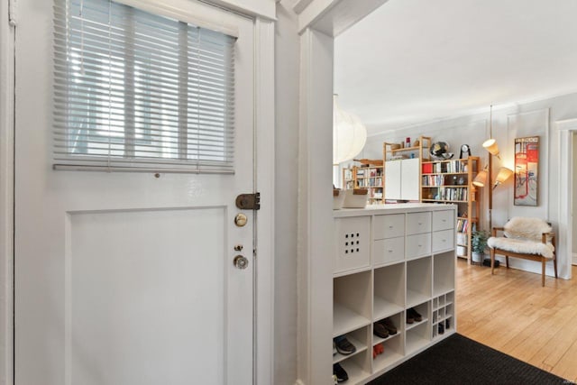 interior space with hardwood / wood-style floors