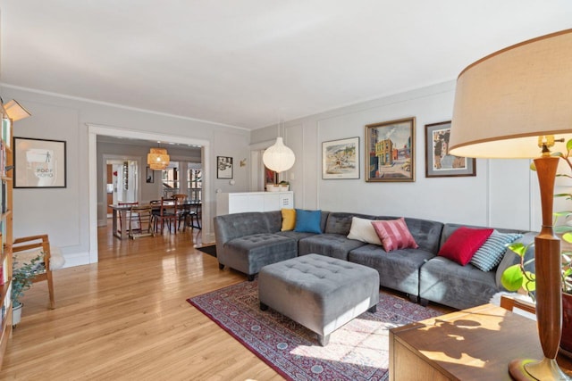 living room featuring light wood finished floors