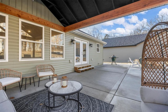 view of patio featuring french doors