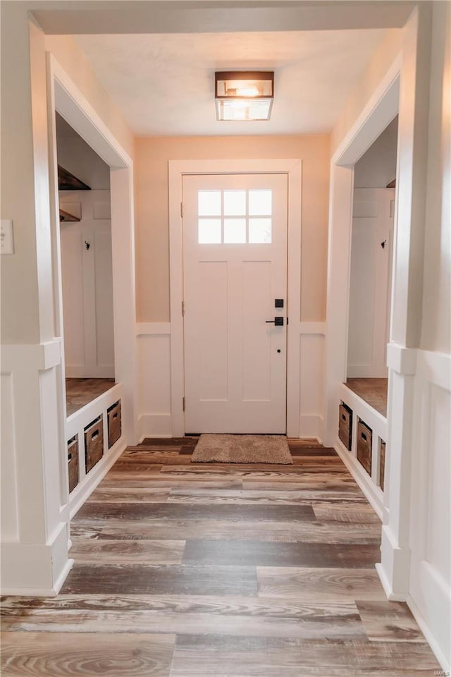 mudroom featuring hardwood / wood-style flooring