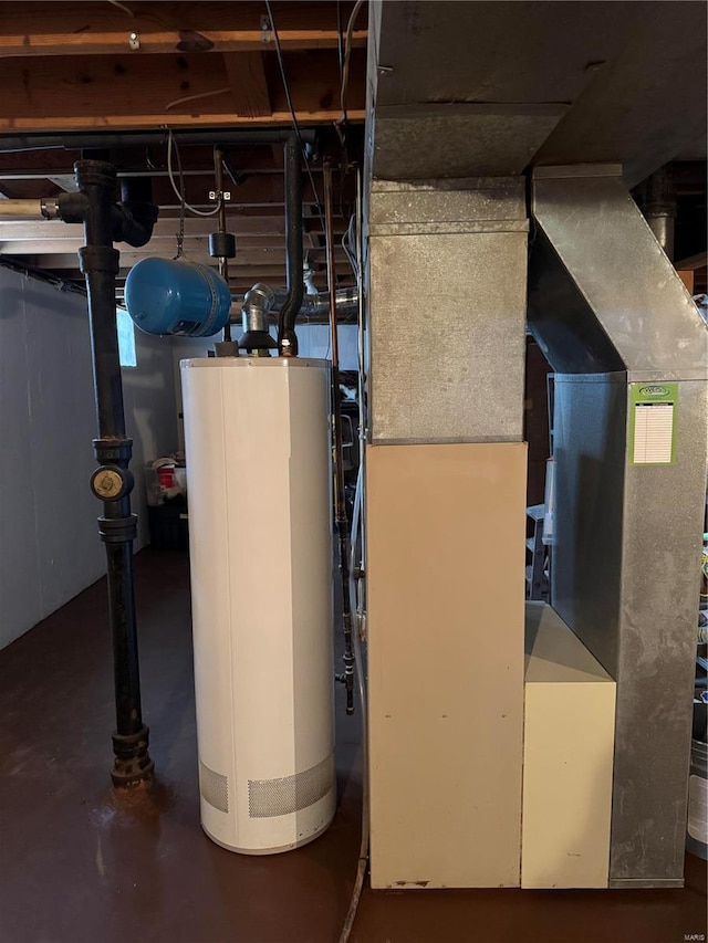 utility room featuring water heater