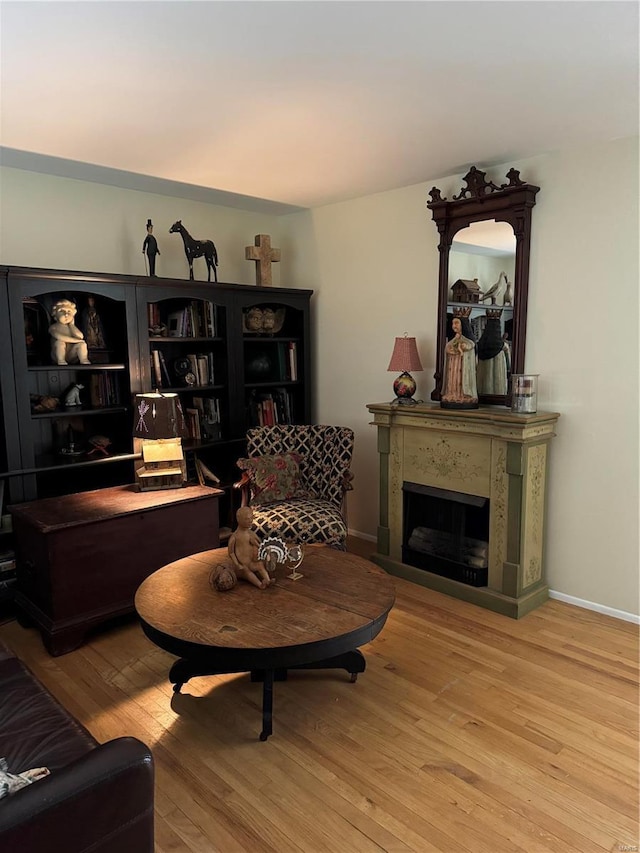 living area featuring light hardwood / wood-style flooring