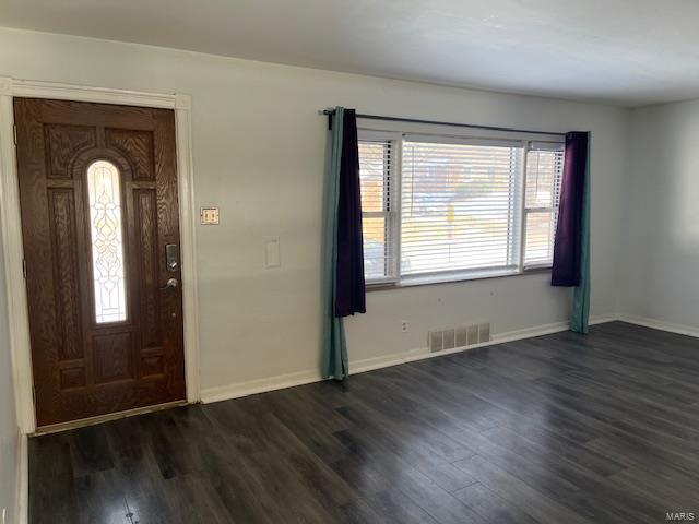 foyer entrance with dark hardwood / wood-style floors