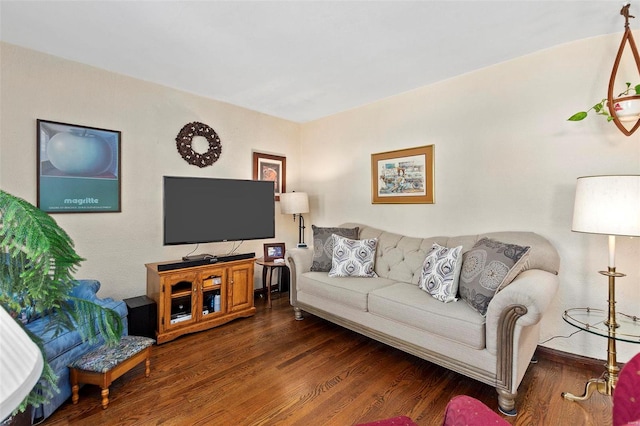 living room featuring dark hardwood / wood-style floors