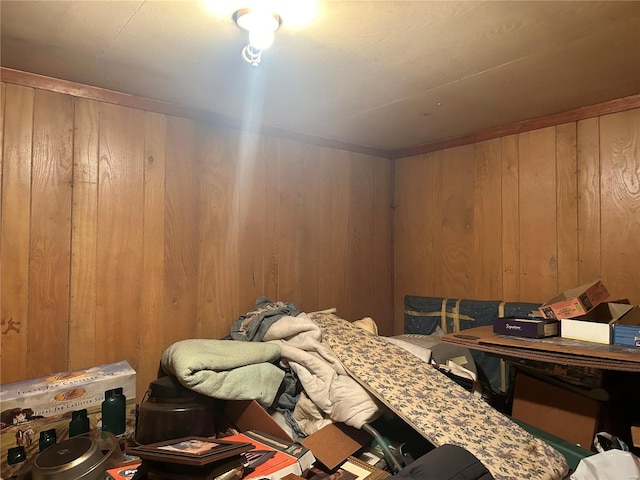 miscellaneous room with wood walls