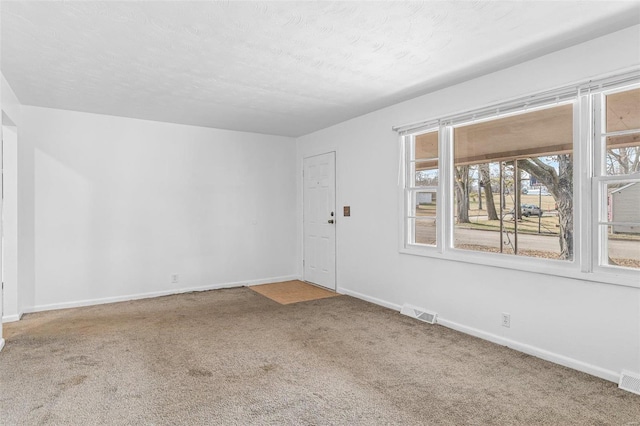 empty room featuring carpet flooring and a textured ceiling