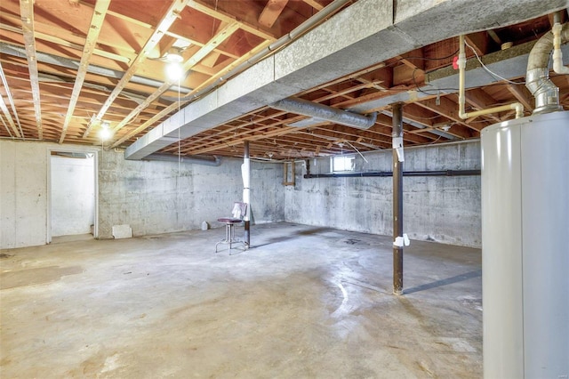 basement with gas water heater