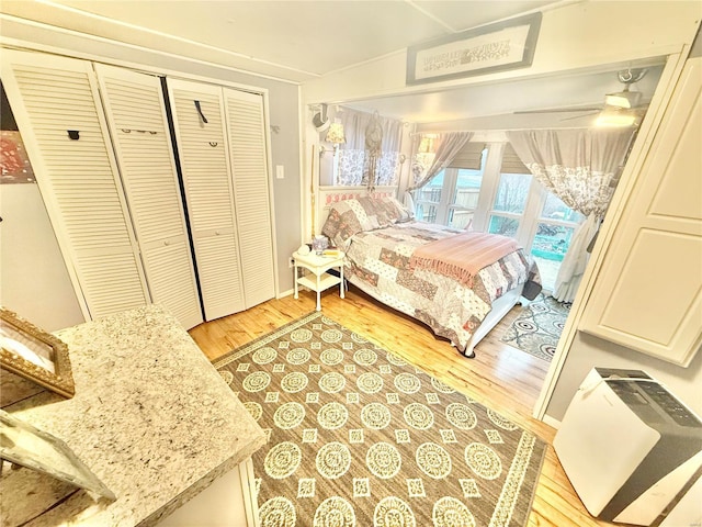 bedroom featuring a closet and light hardwood / wood-style flooring