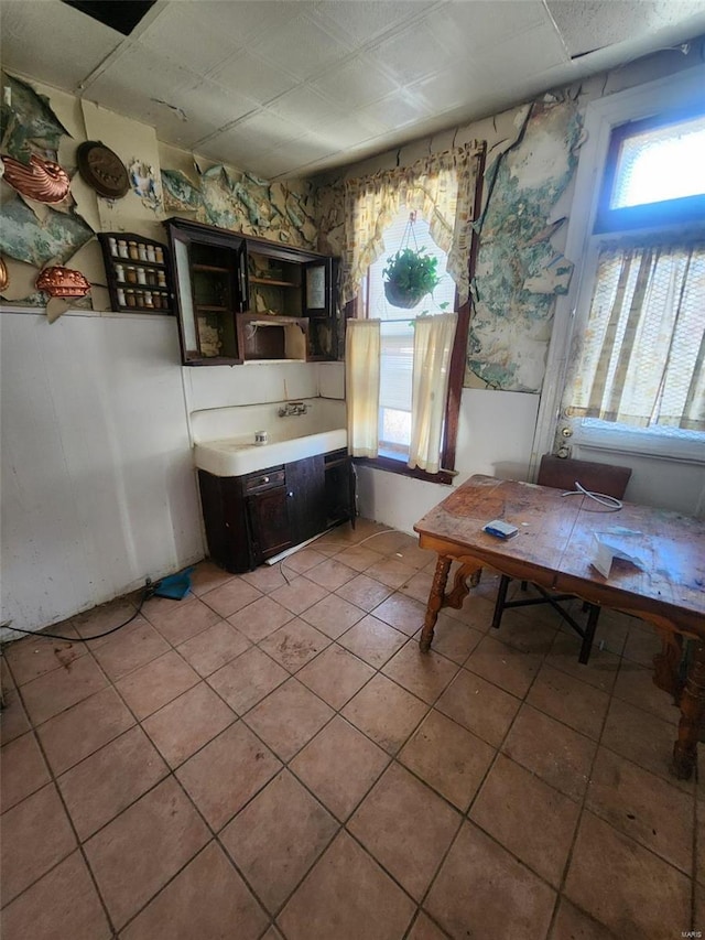 bathroom with tile patterned flooring