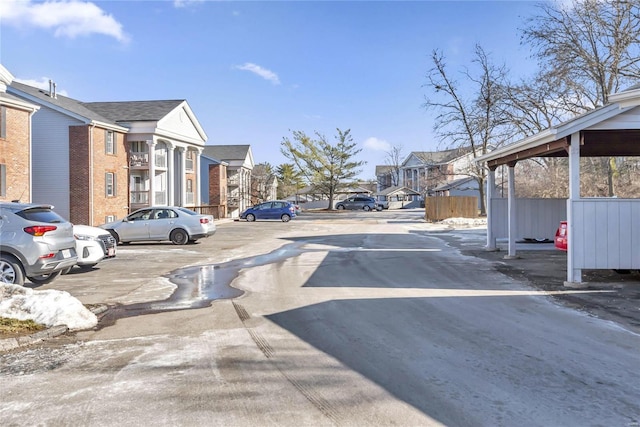 view of road with a residential view