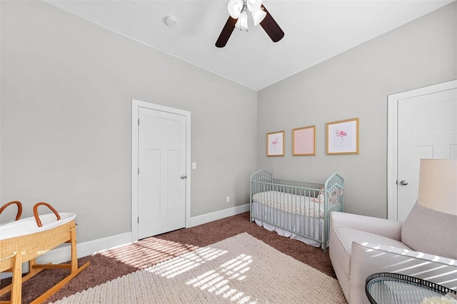 bedroom with carpet floors and ceiling fan