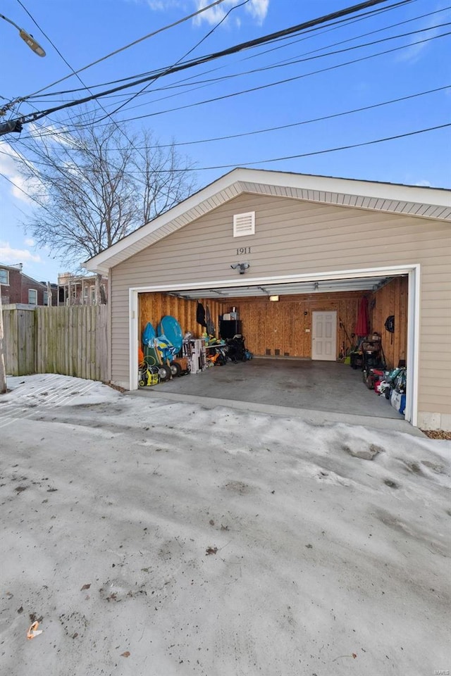 view of garage