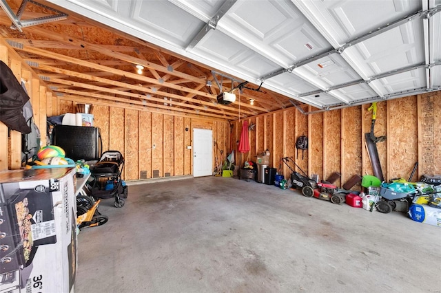 garage with a garage door opener