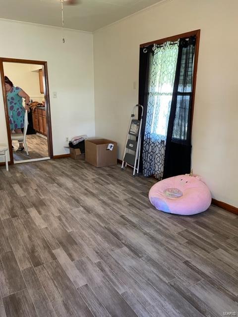 foyer entrance with hardwood / wood-style flooring