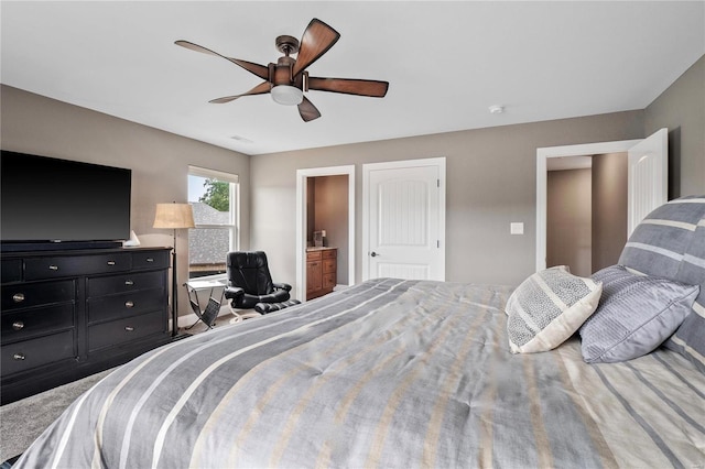 bedroom featuring ceiling fan