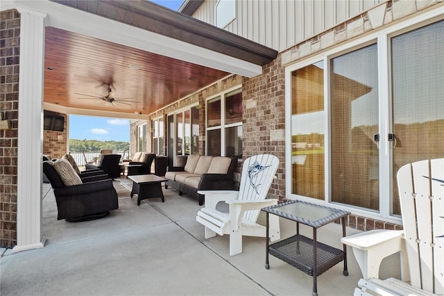 view of patio / terrace featuring outdoor lounge area and ceiling fan