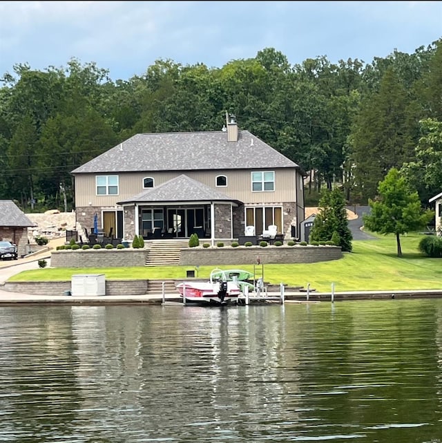 water view featuring a boat dock