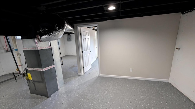 basement featuring electric panel