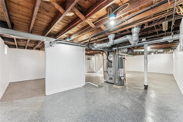 basement featuring gas water heater